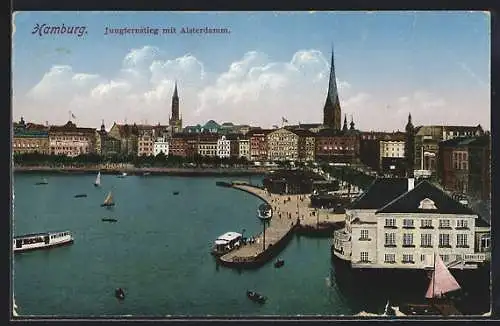 AK Hamburg, Jungfernstieg mit Alsterdamm