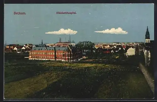AK Beckum / Westf., Ortsansicht mit dem Elisabethhospital