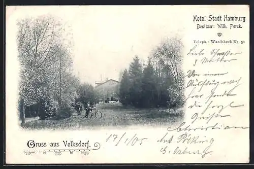 AK Volksdorf, Park mit Blick zum Hotel Stadt Hamburg v. Wilh. Ferck