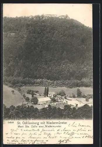 AK Niedermünster, Ortsansicht mit St. Odilienberg