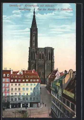 AK Strassburg, Krämergasse mit Münster