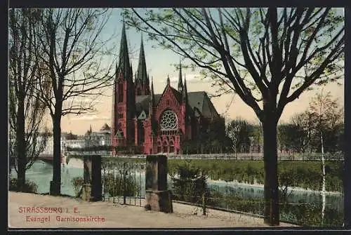 AK Strassburg i. E., Blick zur evangelischen Garnisonskirche