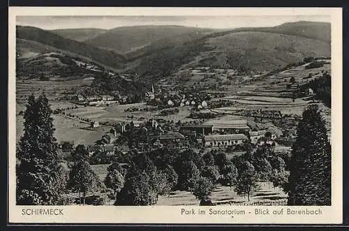 AK Schirmeck, Park im Sanatorium, Blick auf Barenbach