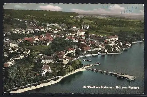 AK Hagnau am Bodensee, Teilansicht mit Kirche, Fliegeraufnahme