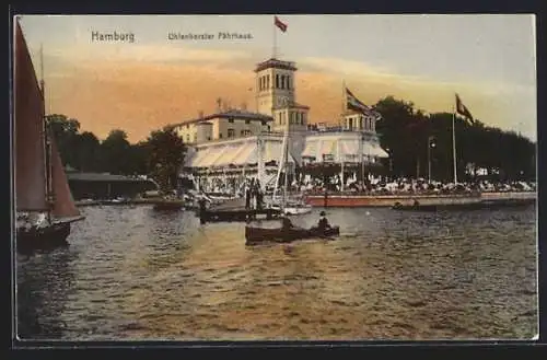 AK Hamburg-Uhlenhorst, Uhlenhorster Fährhaus, Ruderboote, Segelboot