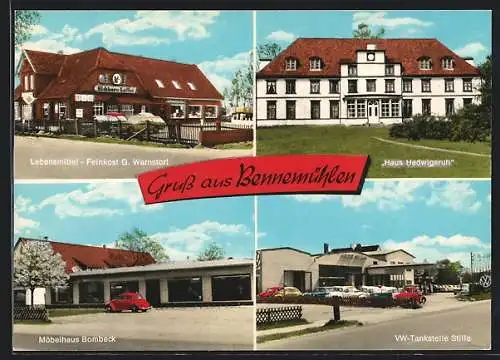 AK Bennemühlen, Möbelhaus Bombeck, VW-Tankstelle Stille, Haus Hedwigsruh