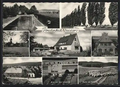 AK Bredenbeck, Badeanstalt, Gemeindehaus, Teilansicht, Volksschul-Landheim, Pappelallee, Landschulheim