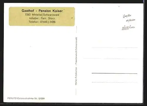 AK Mitteltal / Schwarzwald, Gasthof-Pension Kaiser Bes.: S. Merlo