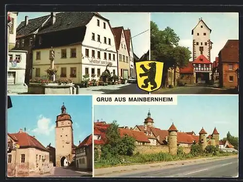 AK Mainbernheim, Teilansicht mit Marktplatz und Stadttor