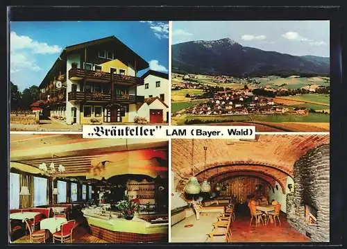 AK Lam /Bayer. Wald, Hotel Bräukeller, Bes. Franz und Fanny Wendl, Marktplatz 16