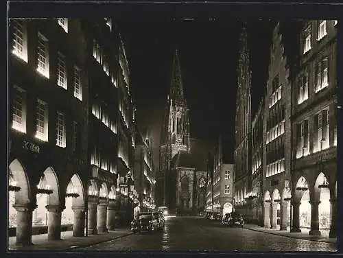 AK Münster /Westf., Prinzipalmarkt in Festbeleuchtung