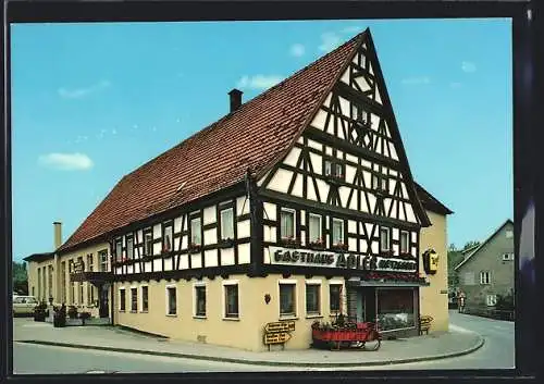 AK Owen /Teck, Gasthaus Metzgerei Zum Adler, Bes. Familie Scheu