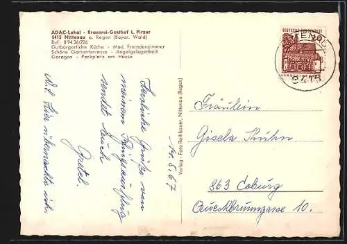 AK Nittenau /Regen, Brauerei-Gasthof L. Pirzer, Ortsansicht aus der Vogelschau