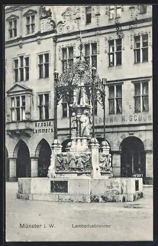 AK Münster / Westfalen, Blick auf Lambertusbrunnen