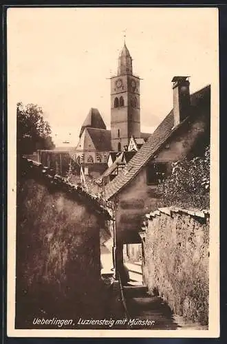 AK Überlingen / Bodensee, Luziensteig mit Münster