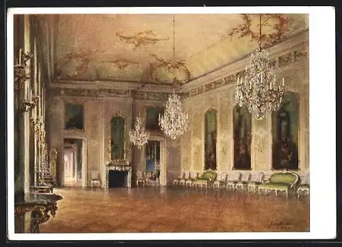 Künstler-AK Breslau, Festsaal im Schloss, Innenansicht