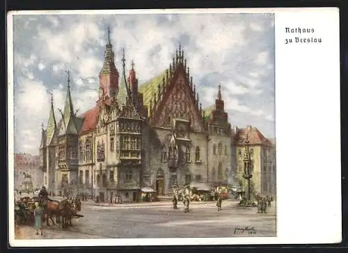 Künstler-AK Breslau, Partie beim Rathaus