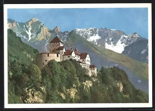 AK Castle Vaduz, Burg aus der Vogelschau