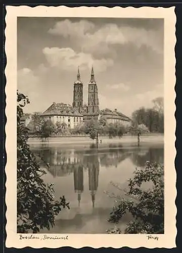 AK Breslau, Dominsel mit Spiegelung