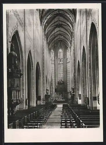 AK Breslau, Elisabethkirche, Innenansicht, Mittelschiff nach Osten