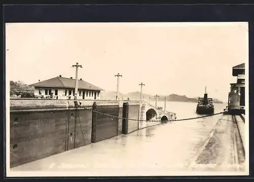 AK Miraflores /Panama Canal, A Steamer entering Miraflores Lake