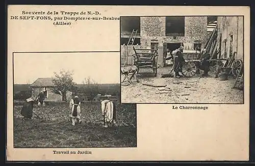 AK Dompierre-sur-Besbre, Trappe de N.-D. de Sept-Fons, Le Charronnage, Travail au Jardin