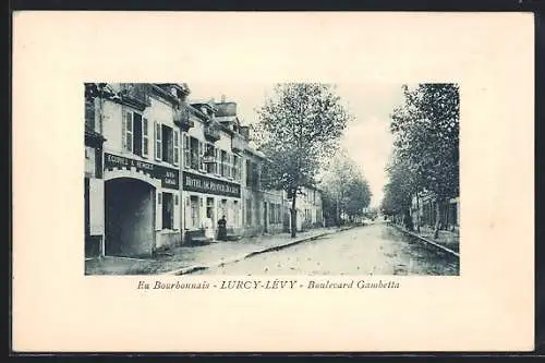 AK Lurcy-Levy, Boulevard Gambetta, Hotel de France Ducros