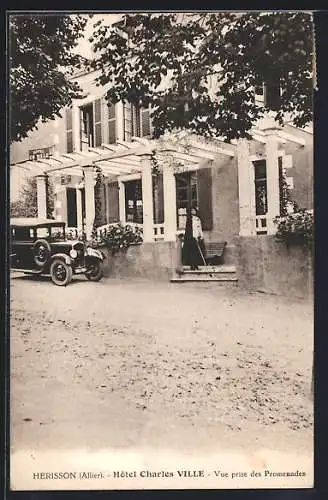 AK Herisson /Allier, Hotel Charles Ville, vue prise des Promenades