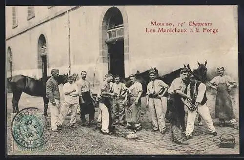 AK Moulins, 10e Régiment Chasseurs, Les Maréchaux à la Forge