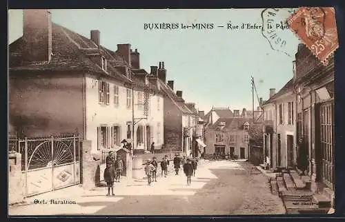 AK Buxières-les-Mines, Rue d`Enfer, la Poste