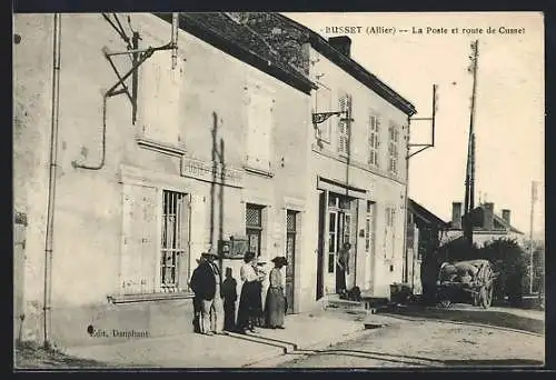 AK Busset /Allier, La Poste et route de Cusset