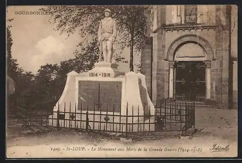 AK St-Loup, Le Monument aux Morts de la Grande Guerre 1914-18