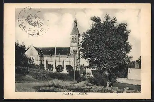 AK Sanssat /Allier, Ortspartie mit Kirche