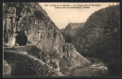 AK Ebreuil, Vallée de la Sioule, Les Gorges près de Chouvigny, Tunnel, Route de Châteauneuf