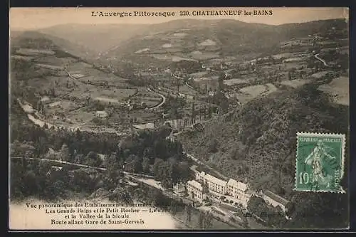 AK Chateauneuf-les-Bains, L`Auvergne Pittoresque, Vue panoramique des Etablissements thermaux