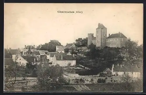 AK Chavroches /Allier, Teilansicht mit Ruine