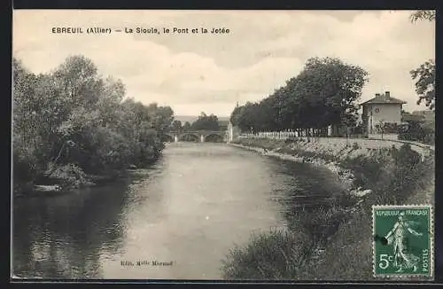 AK Ebreuil /Allier, La Sioule, le Pont et la Jetée