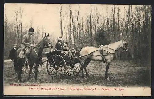 AK Dreuille /Allier, Forêt, Chasse au Chevreuil, Pendant l`Attaque