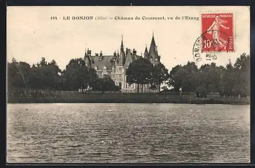 AK Le Donjon, Château de Contresol, vu de l`Etang