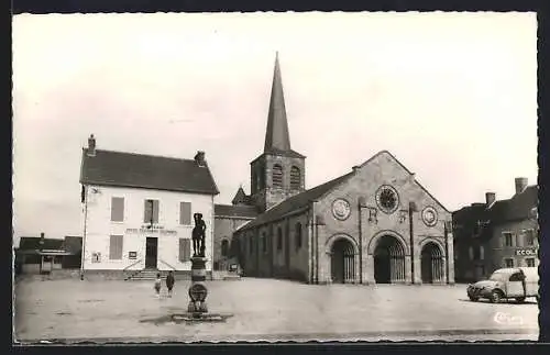 AK Domerat /Allier, Eglise, Poste et Bacchus