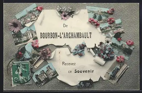 AK Bourbon-L`Archambault, Vue des Ruines de Château, L`Etang