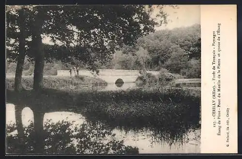 AK Cérilly /Allier, Forêt de Troncais, Étang de Pirot, Pont du Moulin de la Pierre et queue de l`Étang