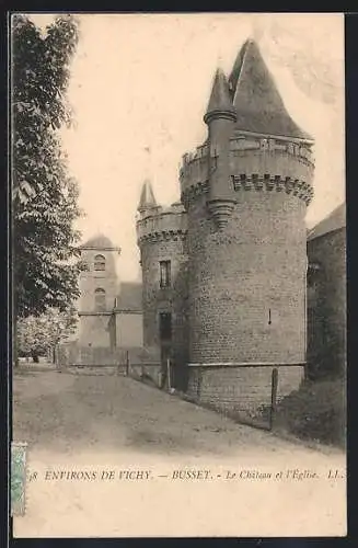 AK Busset /Vichy, Le Château et l`Église