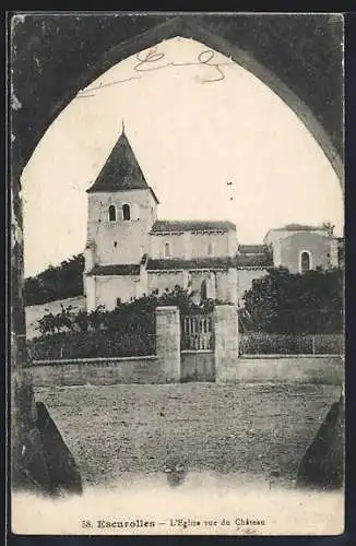 AK Escurolles, L`Eglise vue du Château