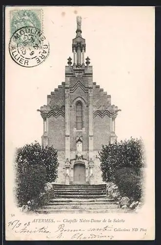 AK Avermes, Chapelle Notre-Dame de la Salette, vue de face