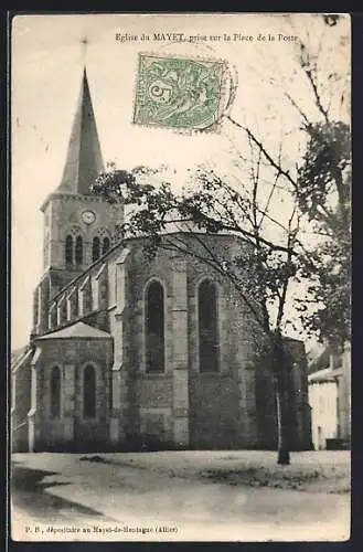 AK Mayet, L`Eglise, prise szr la Place de la Poste