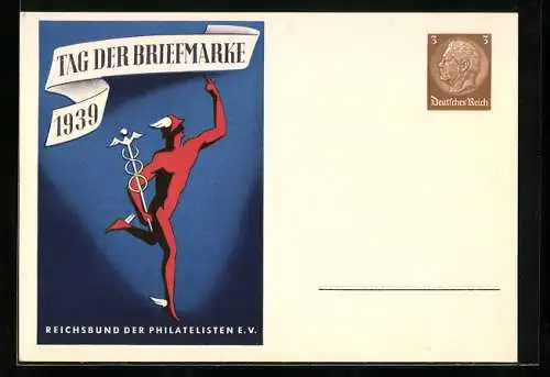 AK Tag der Briefmarke, Reichsbund der Philatelisten e.V. 1939, Hermes, Ganzsache