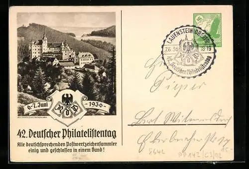AK 42. Deutscher Philatelistentag, 6. - 7. Juni 1936, Ganzsache 5 Pfennig