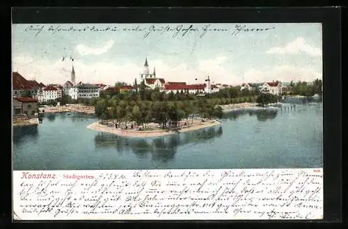 AK Konstanz, Stadtgarten am Wasser