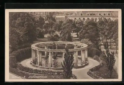 AK Karlsruhe i. B., Stephansbrunnen aus der Vogelschau